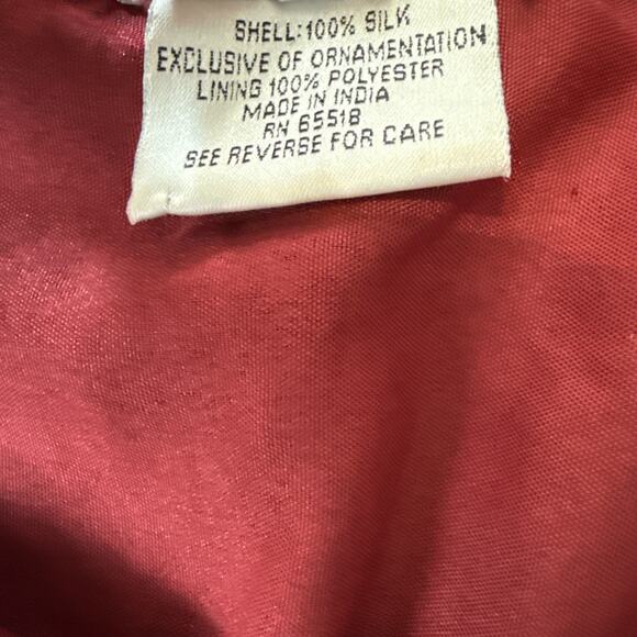 Vintage STENAY Beaded Silk Jacket Size L FLAWS Burgundy Wine Dark Red Floral - Picture 6 of 13